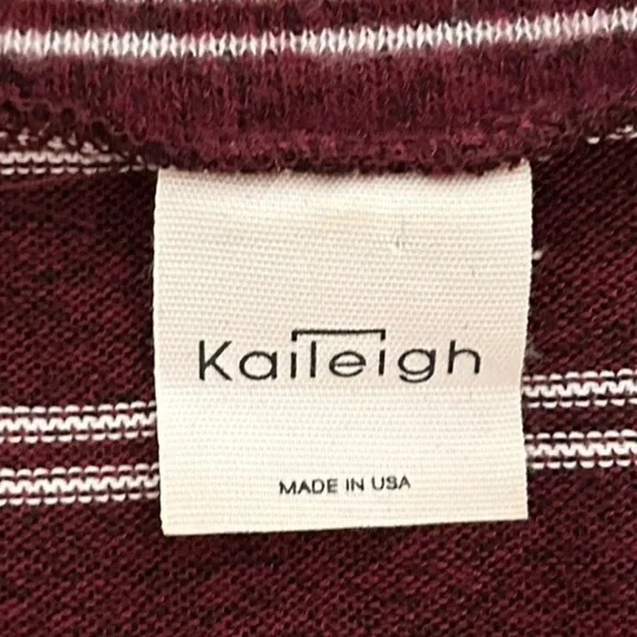 Kaileigh Burgundy & White Striped Long Sleeve casual comfy soft Dress size small - Picture 9 of 9